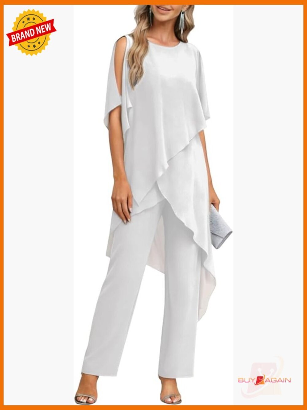 Chiffon Mother of Bride Pants Suit Set 2 Piece Dressy Formal Evening Outfit